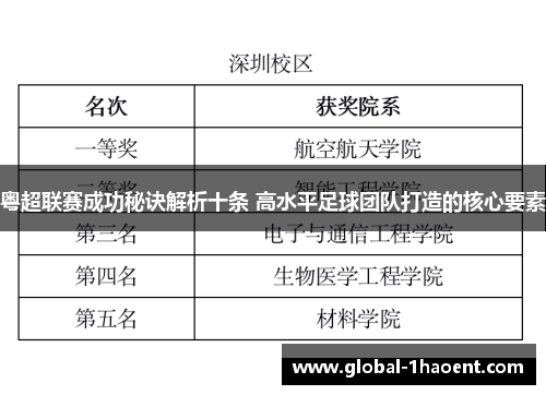 粤超联赛成功秘诀解析十条 高水平足球团队打造的核心要素