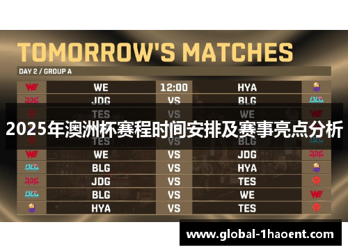 2025年澳洲杯赛程时间安排及赛事亮点分析